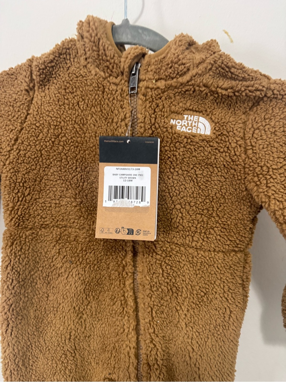 The North Face Toddler Brown Teddy Fleece One-Piece - Picture 2 of 6
